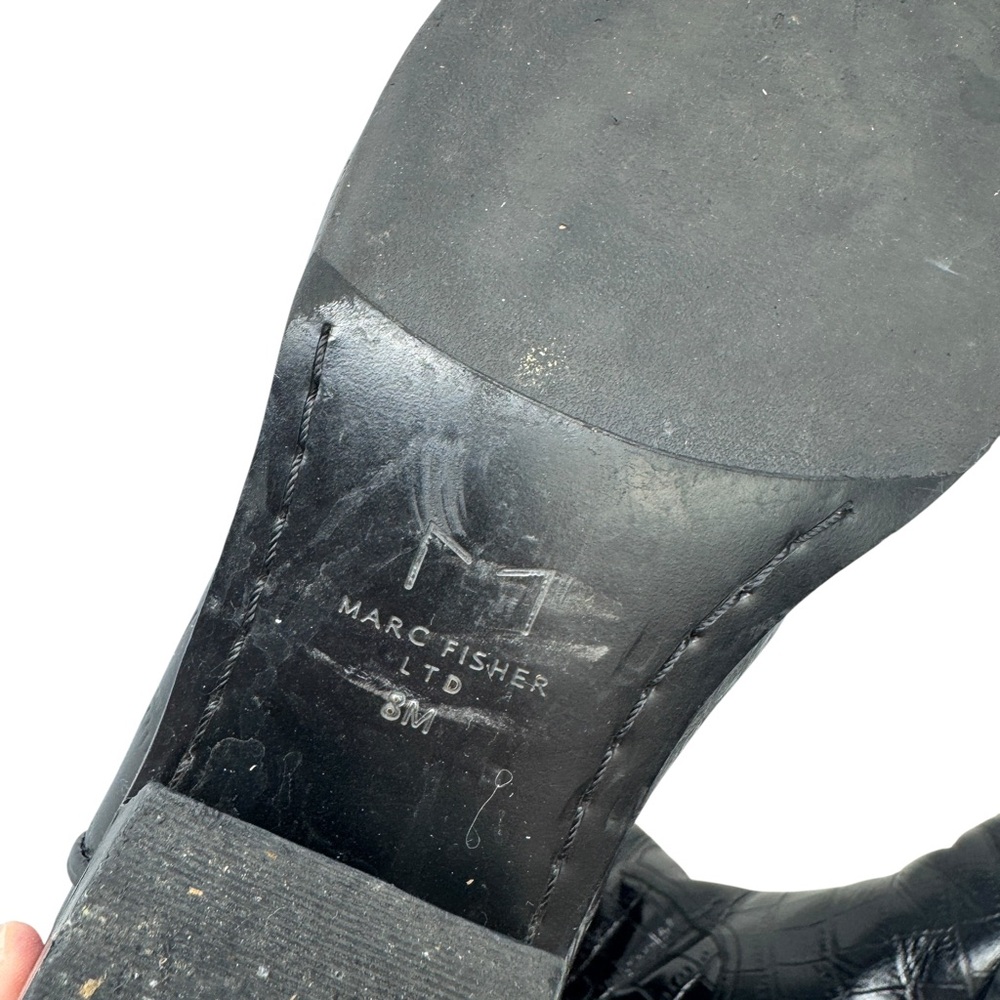 Marc Fisher Haze Boots Black Croc Embossed Heeled Size 8 - Picture 14 of 14